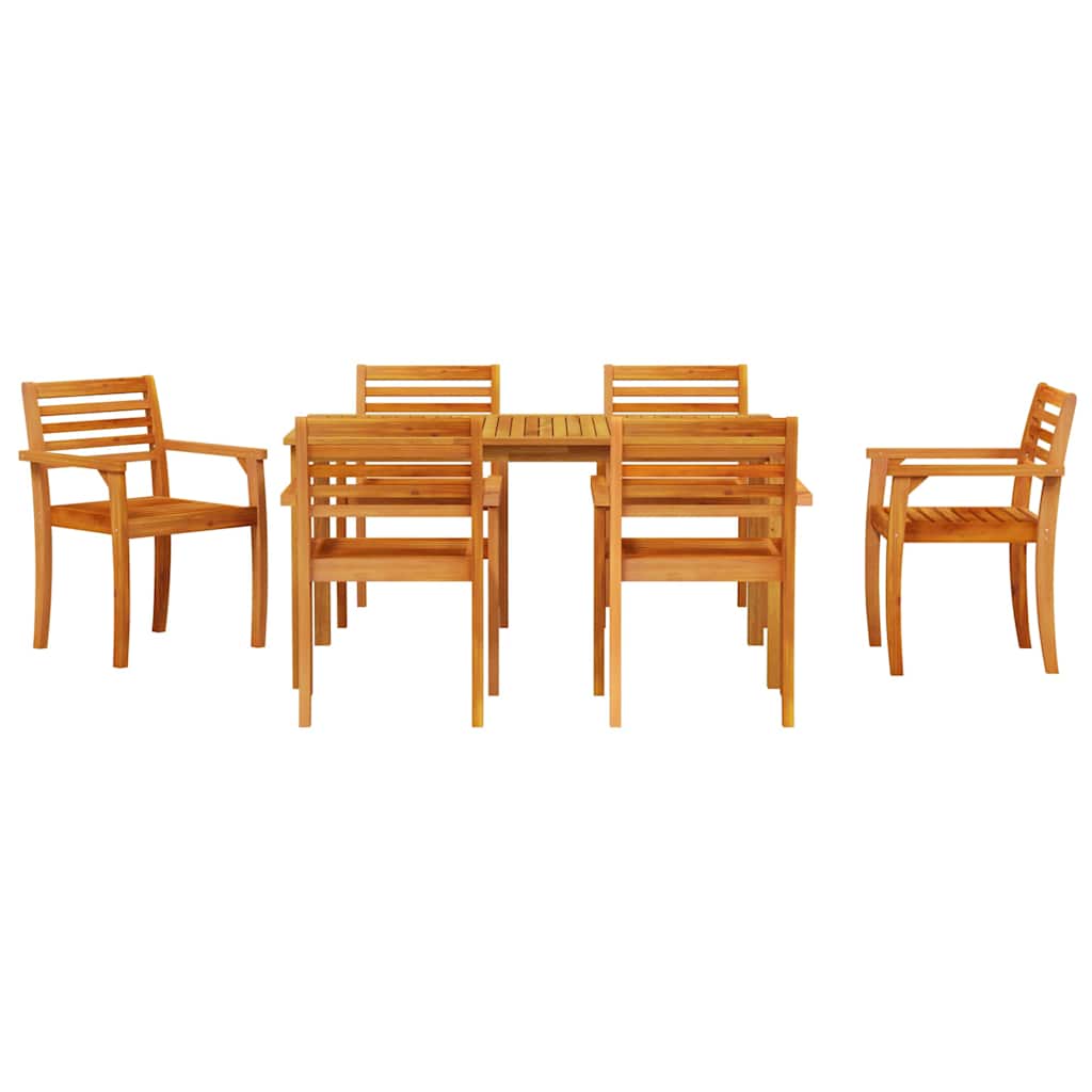 Garden Dining Set 7 Pcs Brown Solid Acacia Wood