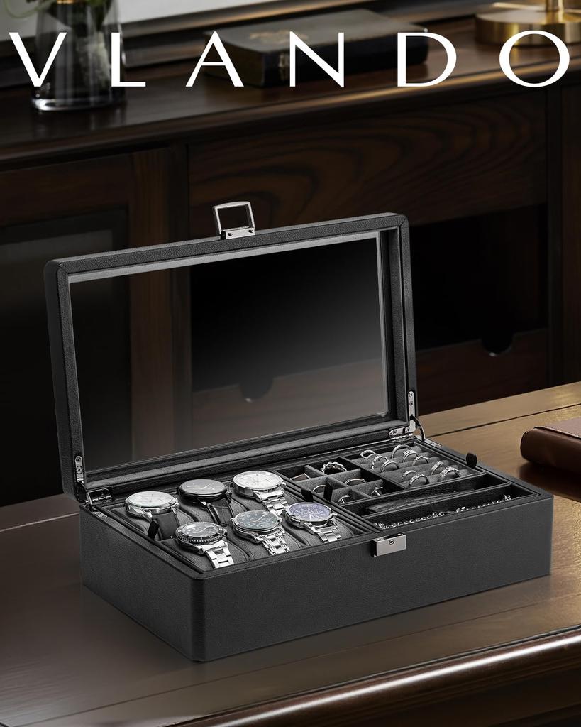 Vlando PU Uhrenetui zur Aufbewahrung Zubehör Geburtstagsgeschenk Männer, Box, Etui,