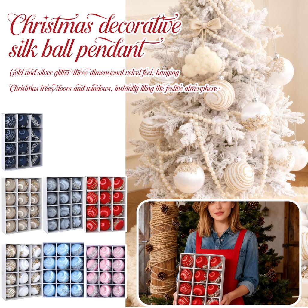 6cm 12pcs Painted Colored Sticky Christmas Ball Set Boxed Christmas Decorations Christmas Tree Ornaments