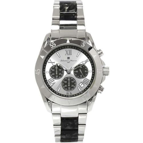 

Salvatore Marra Men s Chronograph Watch with Acetate and Two-Tone Strap, SM23105-SSWHBK, 20th Anniversary Limited Edition, Brand Ranking, Gift, Silver