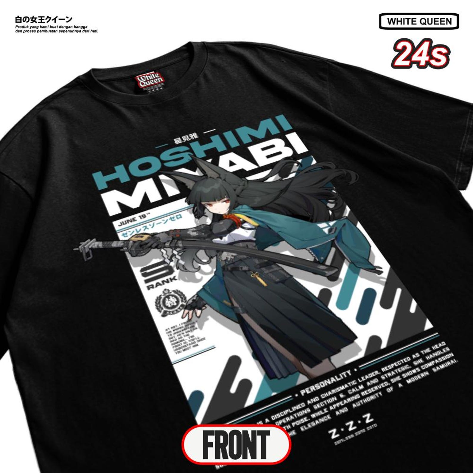 Zenless Zone Zero Hoshimi Miyabi T-Shirt – ZZZ Anime Game Graphic Tee XL