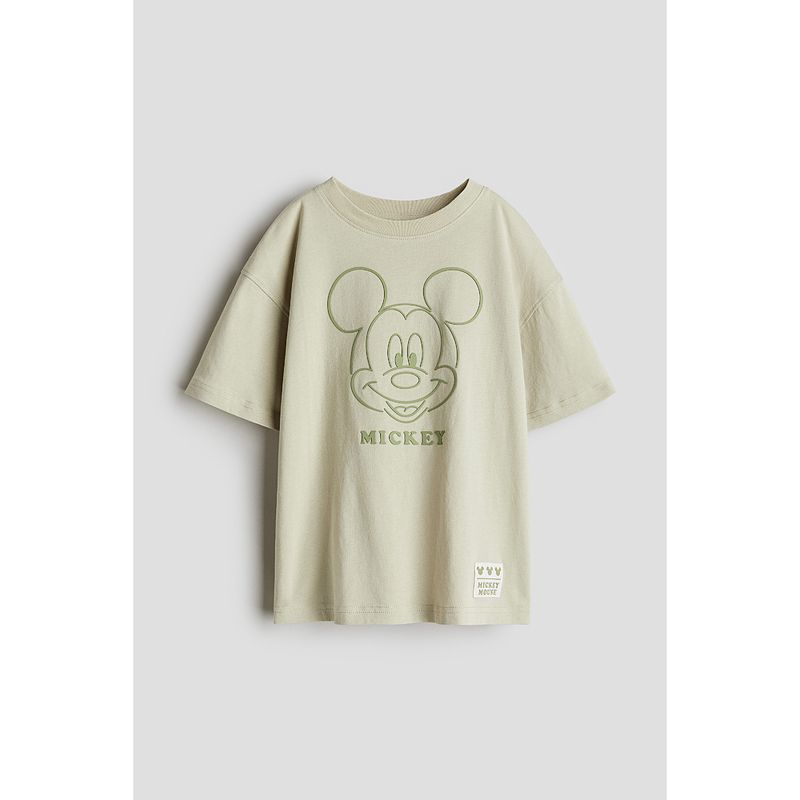 

[Серия Disney] HM Детская одежда Мальчики Девочки Футболка 2025 Осень Новая Мультяшный принт Короткий рукав 1269368 Light Khaki Green/Mickey Mouse 150/76(10-12Y)