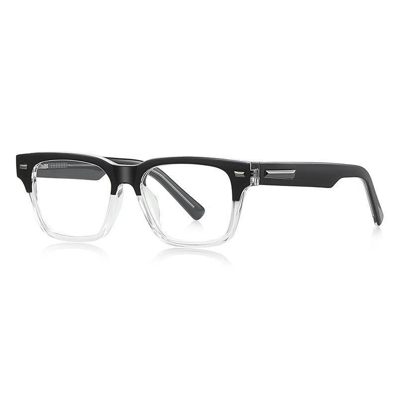 TR90 Trendy Anti Blue Light Reading Glasses Transparent Brown Square Presbyopic Eyewear For Men Computer Use