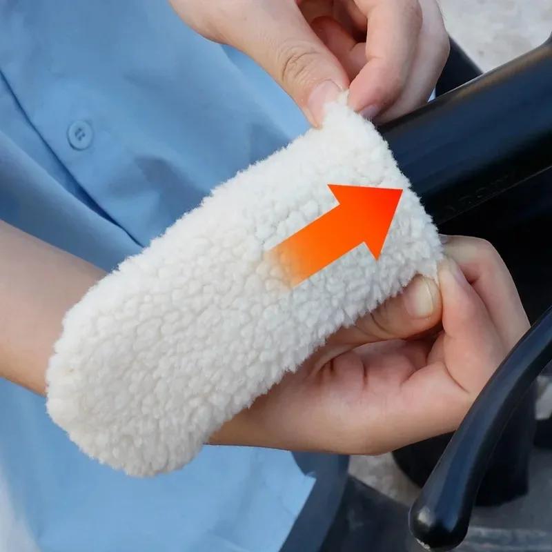 Simulierter Plüsch-Griffhandschuh, Motorrad-Griffabdeckung für den Winter, dicke, warme Griffhandschuhe, Abdeckungen, universeller Handwärmer für Roller