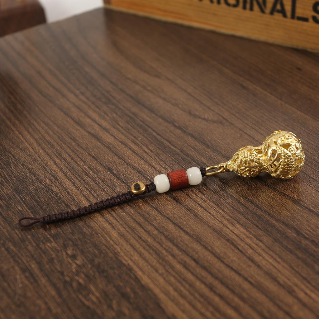 Brass Two-color Primary Color Hollow Pisces Gourd Key Car Pendant Pendant Ring Stall Explosion Unisex