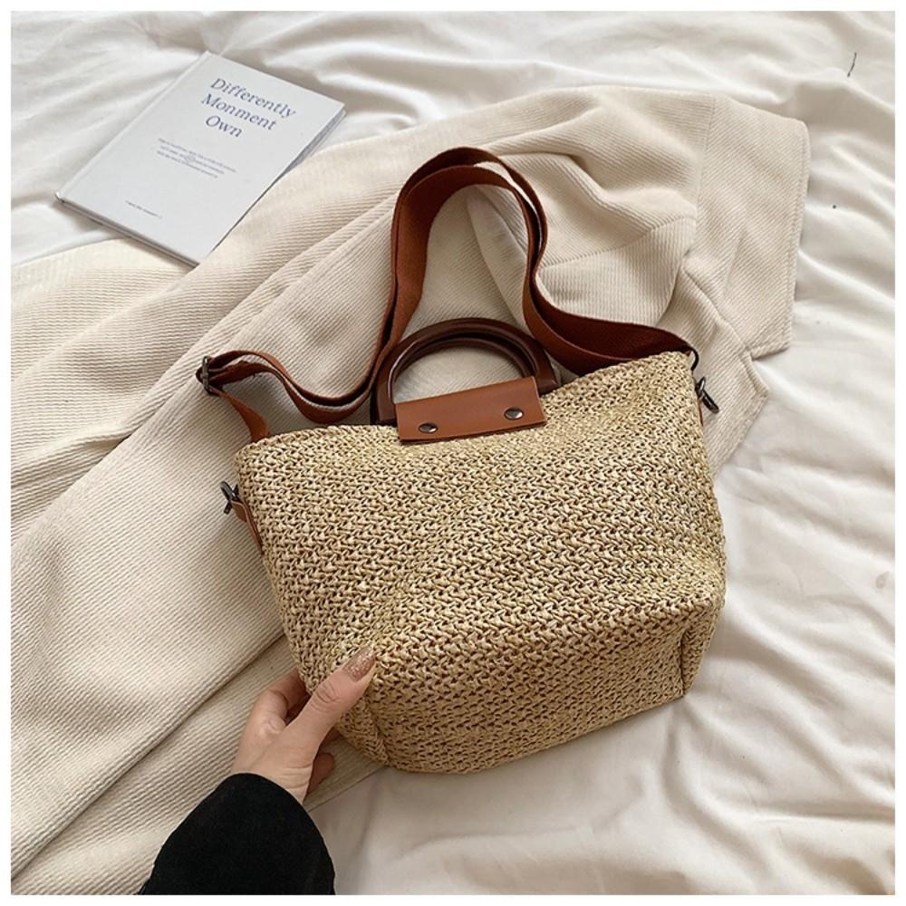 

Fashion Weaving Straw Straw Bag Top Handle Bohemian Style Crossbody Bag Hand Woven Bag Beach Vacation