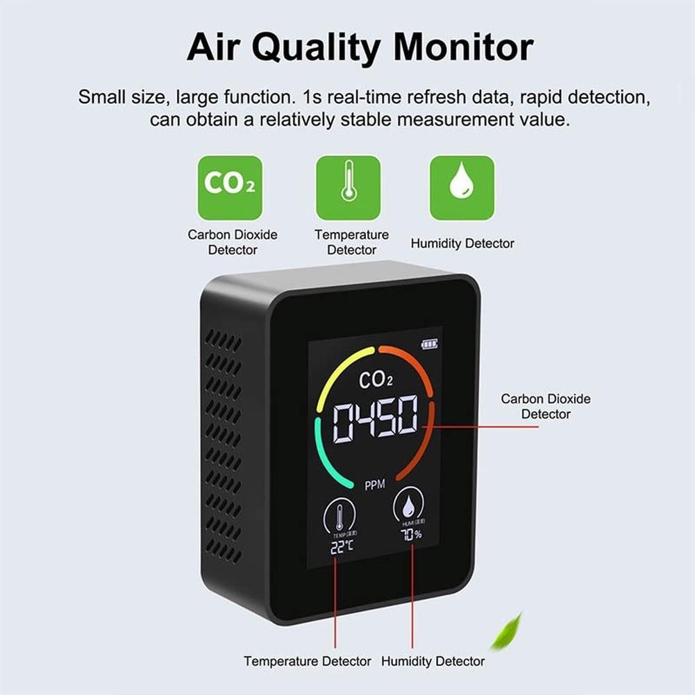 Semiconductor Sensor Carbon Dioxide Detector, Digital Temperature And Humidity Carbon Dioxide Air Quality Detector