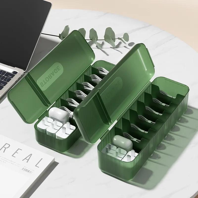 Cable Storage Box Organizer Charger Cord Storage Box with 7 Compartments Reusable Data Cable Storage Case for Home or Travel