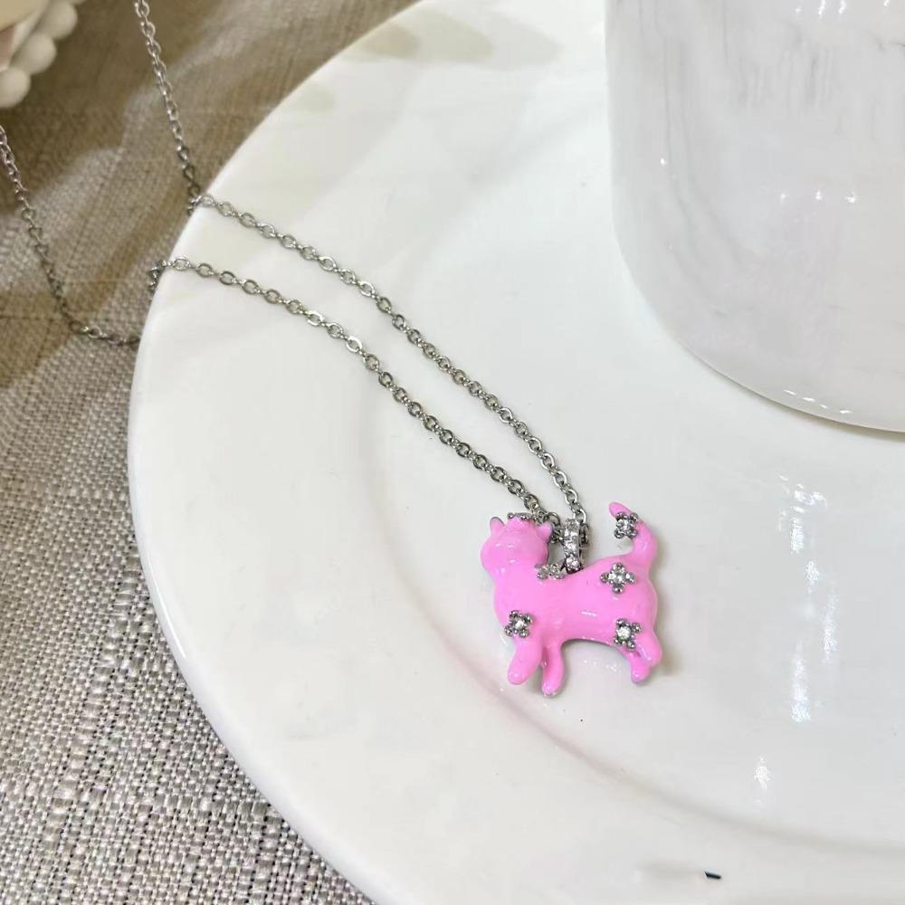 Chaîne clavicule Collier ours perle dessin animé ras du cou pour femme Kawaii chat pendentif collier fête