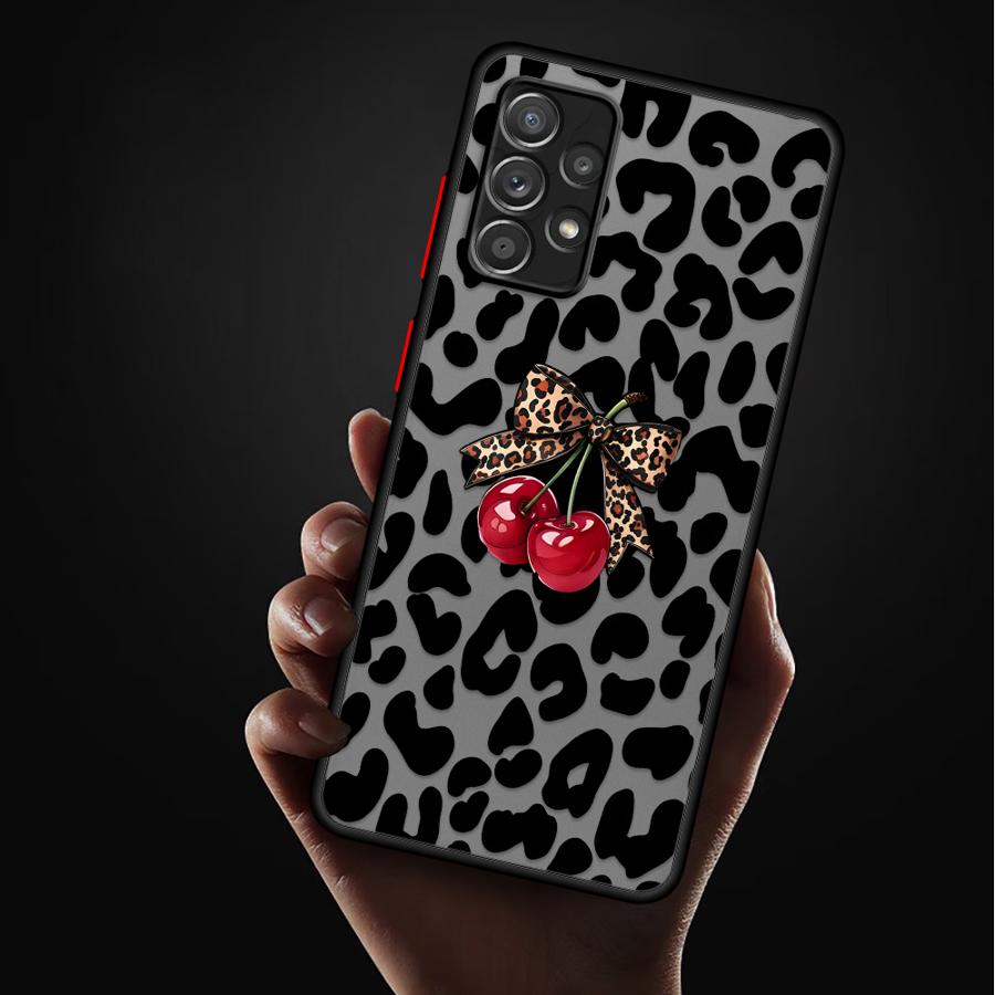 Phone Cover Case for Samsung Galaxy A34 A36 A54 A52S A72 A14 A23 A16 A15 A73 A33 A35 A17 A52 A56 A55 A53 Leopard Butterfly Tie