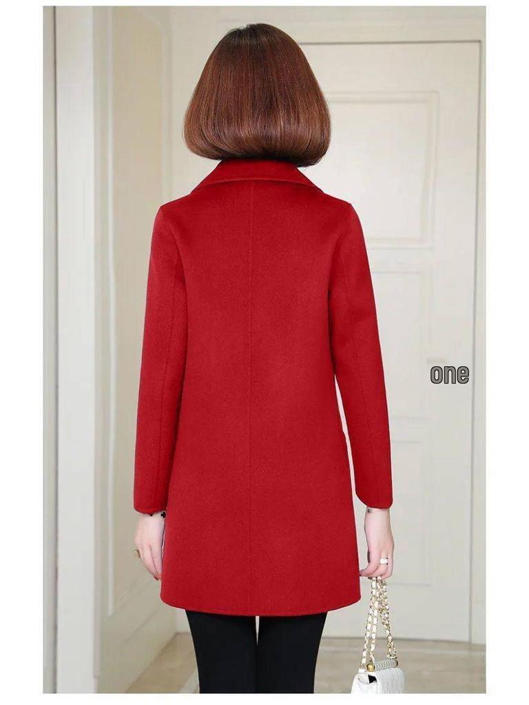 Dámský vlněný kabát střední délky, zeštíhlující, 2025 korejský styl, pro drobné postavy, volný střih na podzim/zimu