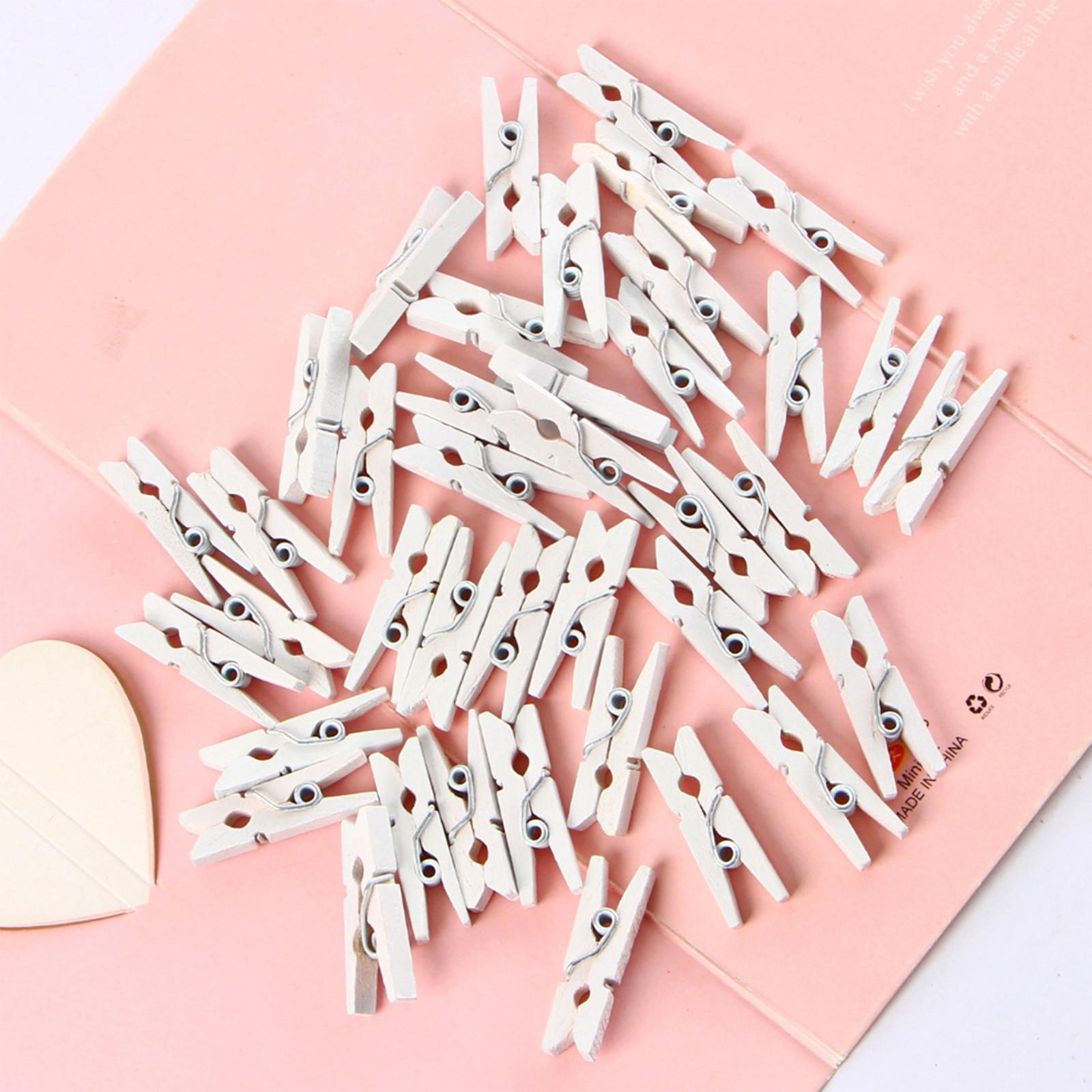 

Шпильки для одягу для фотографій, 50 шт., 25 мм, кольорові прищіпки з натурального дерева, дерев’яні затискачі для рукоділля. білий