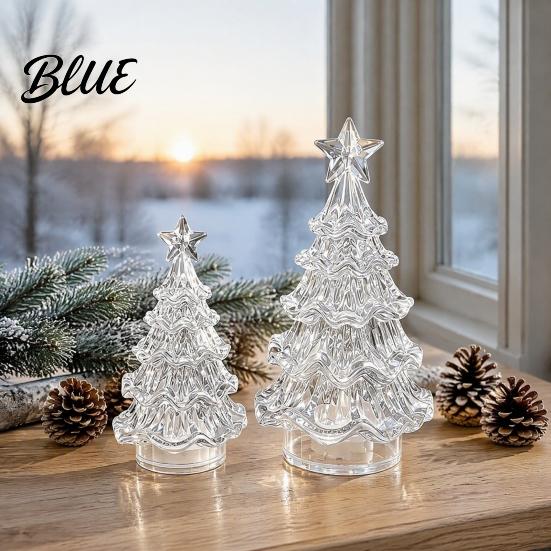 Portable Battery Powered Light LED Christmas Tree Night with Star, Glowing Romantic Atmosphere Light, Ambient Operated Xmas for Fireplace Centerpiece