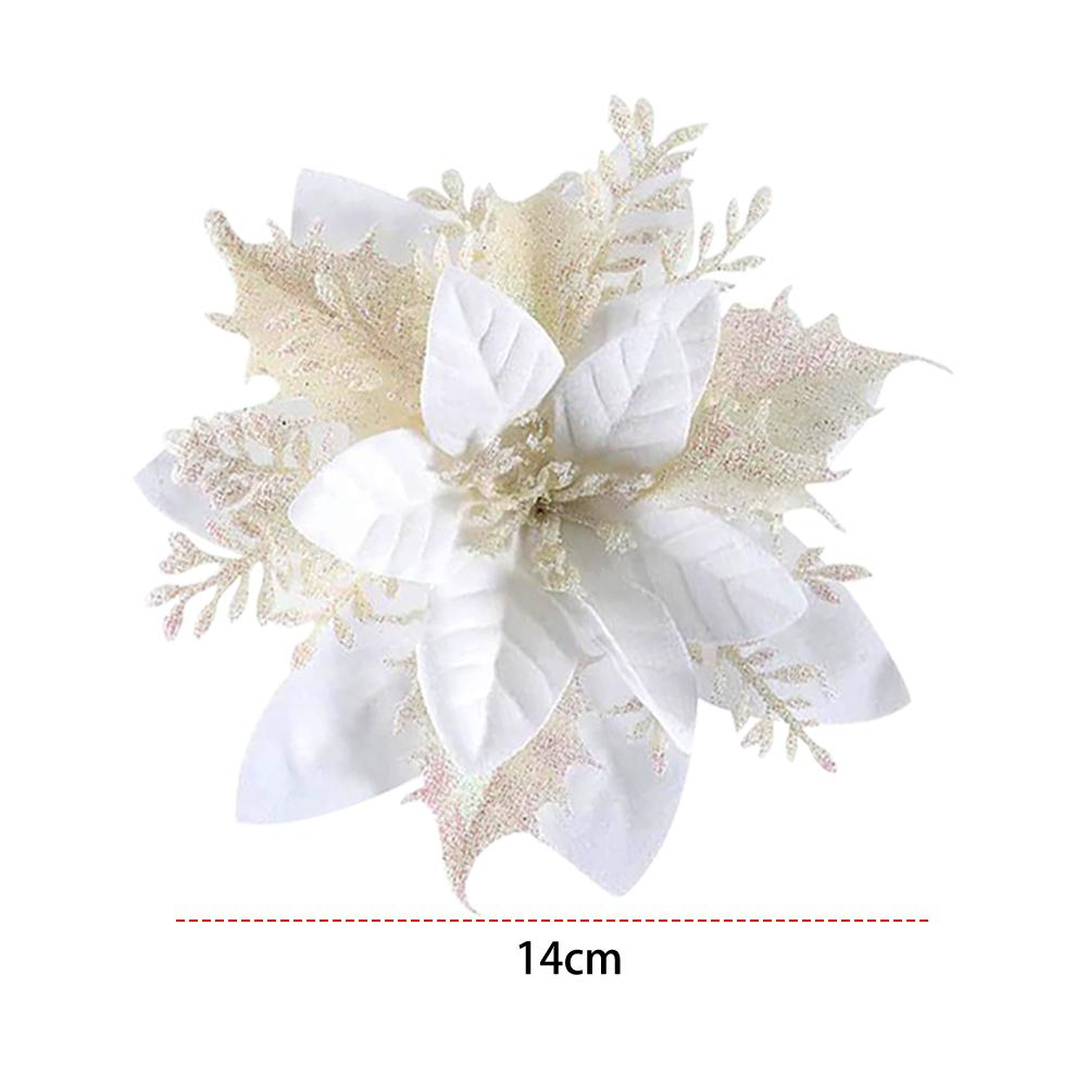 12Pcs Christmas Poinsettia Artificial Poinsettia Multi-Function Christmas Tree Flowers Ornaments for Holiday Party Festival