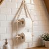 Double-layer Wooden Towel Holder Wall Hanging Toilet Paper Holder Storage Racks  Living Room