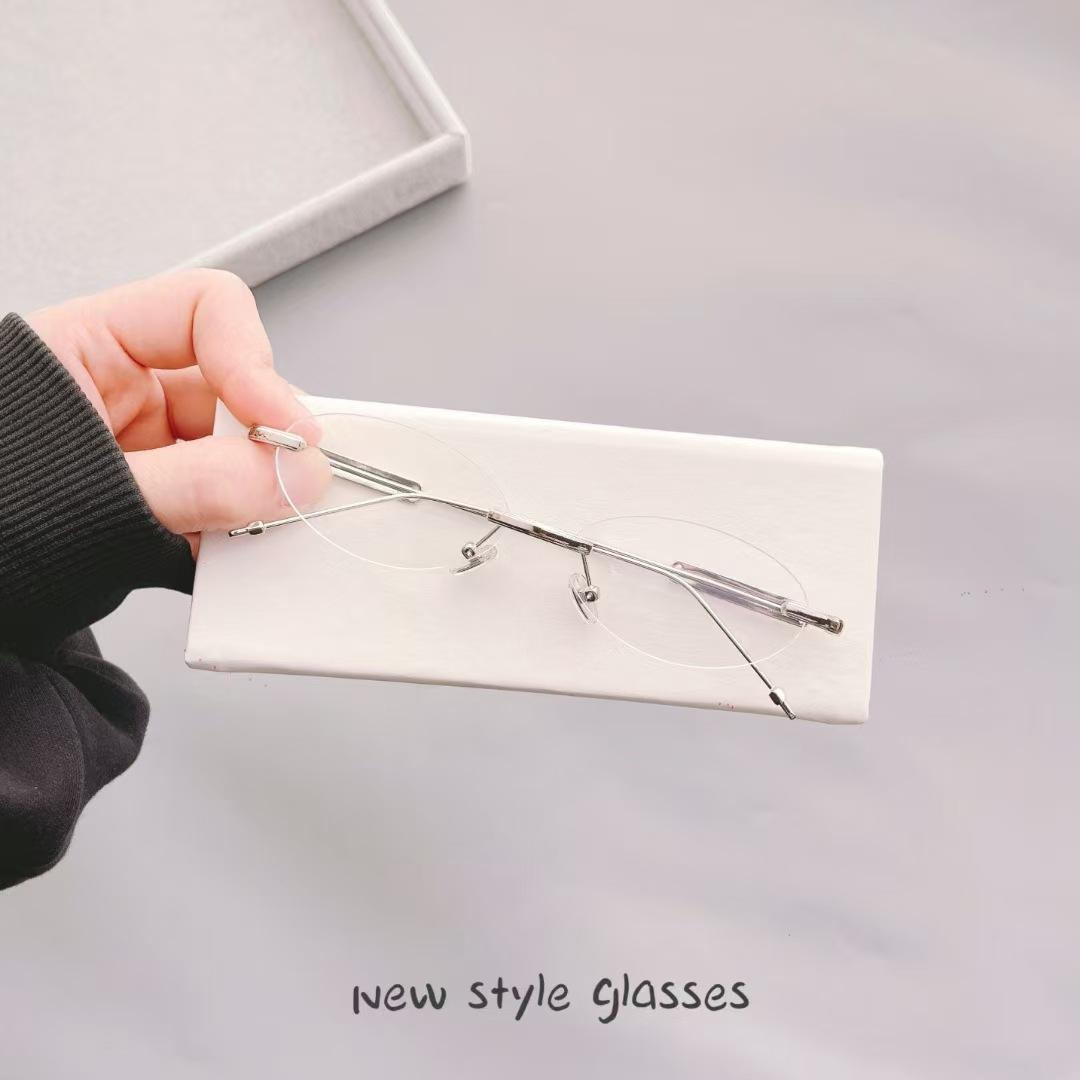 

Oval Shape Rimless Sunglasses For Women Korean Stylish Anti-Glare Women Sun Glasses High Quality Men Sunglasses