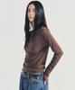 Nigaennikol Shirring Drape Boat Neck Top_Brown