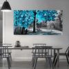 Modern Abstract Blue Leaves Oil Painting Print On Canvas Nordic Poster Wall Art Picture For Living Room Home Decor