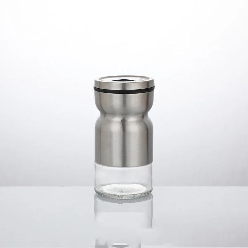 Glass Salt Jar Pepper Shakers with Adjustable Pour Holes Stainless Steel Salt Shaker  Pepper Shaker Farmhouse Salt Jar