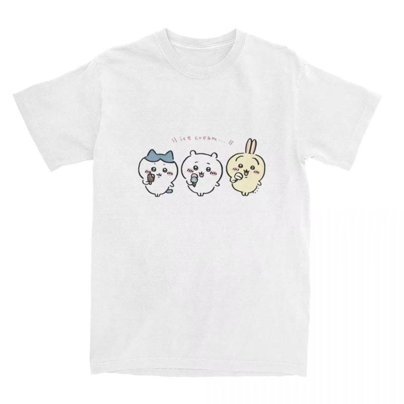 Chiikawa Cartoon TShirts Unisex Women Crewneck Cotton T Shirts Short Sleeve Tees Classic Clothes Breathable Soft