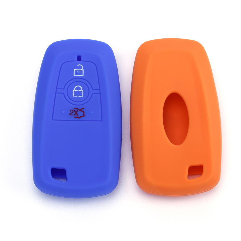Silicone Car Key Cover Case For Ford Ranger Fusion Mustang Explorer Ecosport Edge S-Max Ranger Remote Car Key Holder 3Buttons