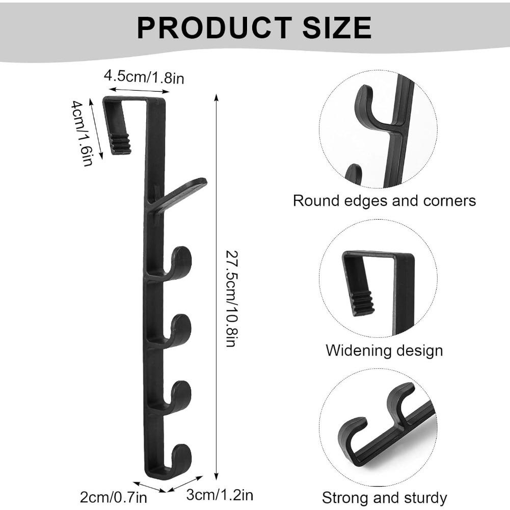 1pc Over-Door Plastic Organizer Rack with 6 Hooks–Bedroom Clothes & Bag Hanger, Purse Holder–Space Saving Home Storage Solution