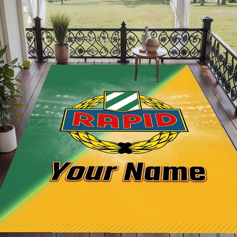 Custom Text Printed Rug Rapid Wien FC Non Slip Floor Carpet For Home Room Decor