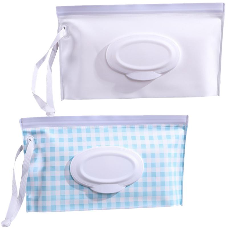 2PC EVA Portable Snap-Strap Tissue Box Wet Wipes Bag Flip Cover Cosmetic Pouch Outdoor Useful Baby Stroller Accessories