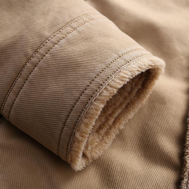 Herrekåpe ren bomull pluss fløyel fortykket bomullskåpe herre løs stor størrelse bomullsjakke jakke herreklær