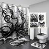 Ocean Monster Octopus Print Shower Curtain Set Waterproof Bathroom Curtain Set With Rugs Toilet Cover Mat For Bathroom Decor
