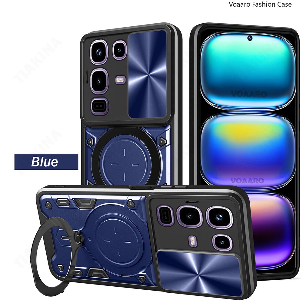 Slide Lens Push Window Armor Funda for Infinix Note 50 Pro 4G Case for Infinix Note 50 4G Case Magnetic Ring Stand Cover
