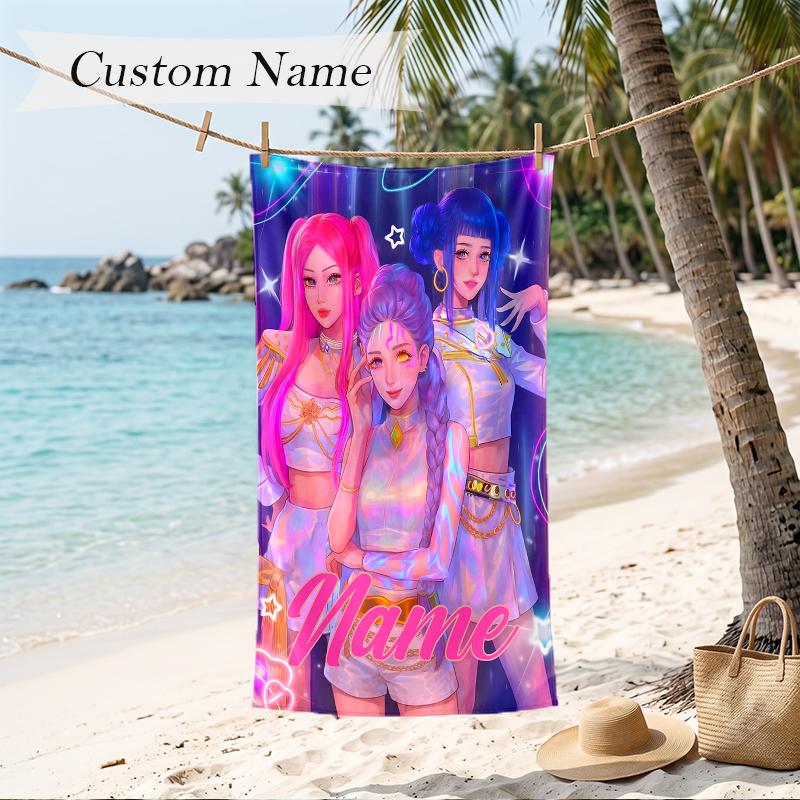 HUNTRIX Custom Name Printed Beach Towel Personalized Soft Towel For Swimming Beach Travel