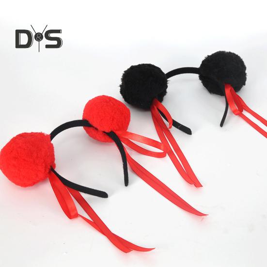 Wollknäuel-Stirnband mit rotem Band-Design, Haarband, Dutt-Design, Stirnband für Erwachsene und Kinder, Haar-Accessoires