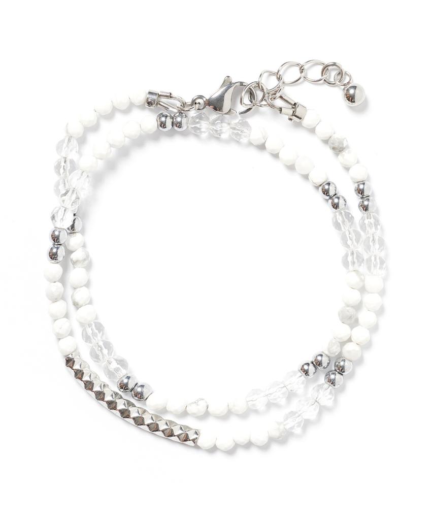 Polalita Crystal White Steel Bar Bracelet (Plt-Br-045_Wt)