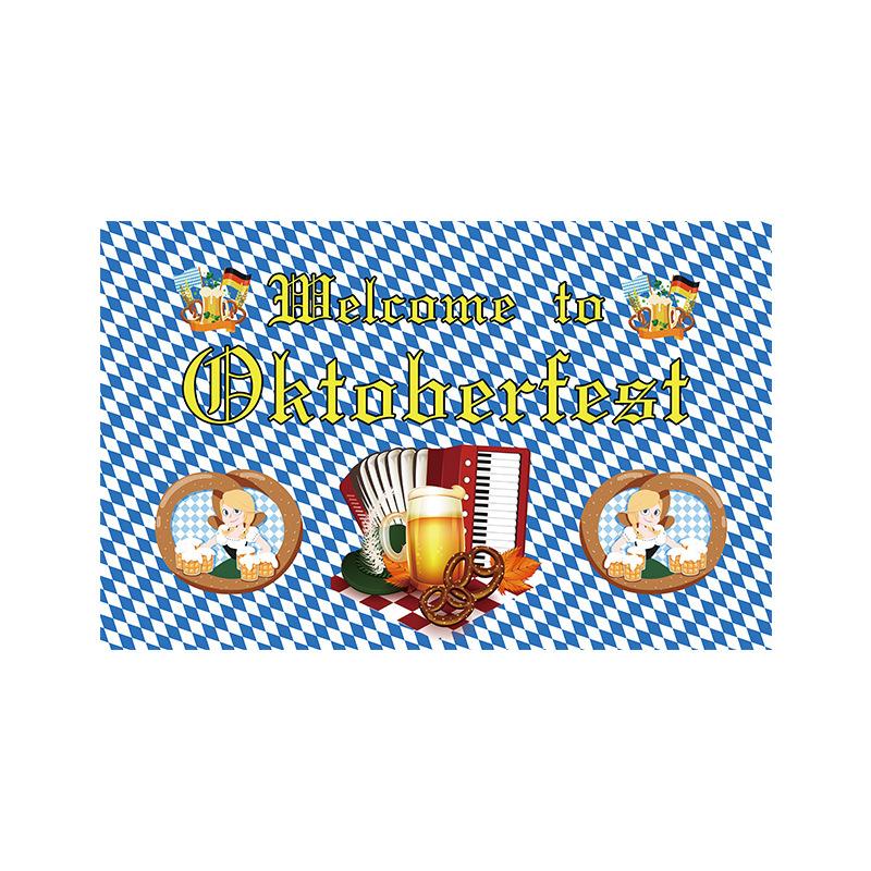Munich Oktoberfest Outdoor Patio Party Bunting Banner, German Theme Backdrop Decor, Waterproof Durable Festival Flag