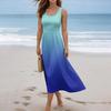 Women Sleeveless Gradient Print Casual Summer Long Dress Scoop Neck Relaxed Fit Lightweight Maxi Dress for Daily Wear