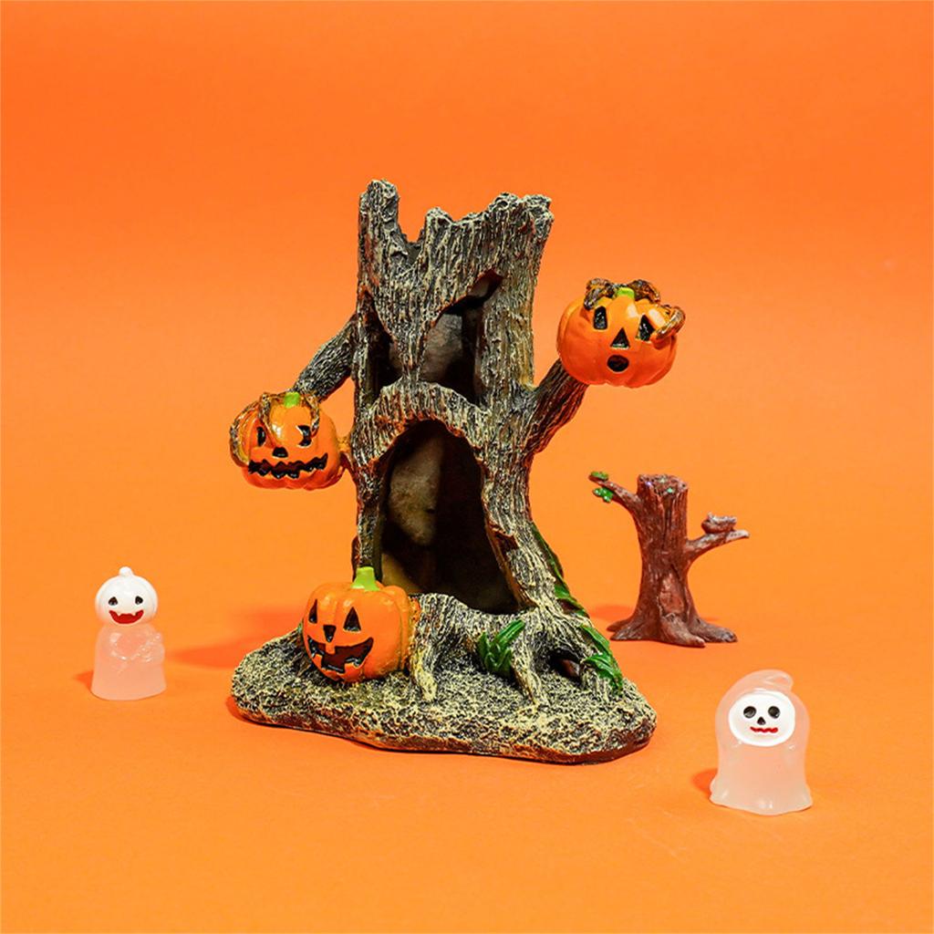 Halloween Themed Resin Aquarium Statues for Indoor Outdoor Fish Tank Decorations and Spooky Garden Ornaments