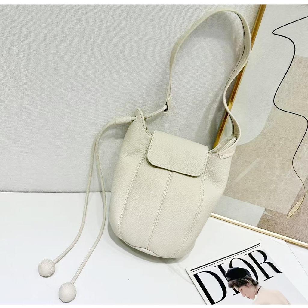 Genuine Leather Pumpkin Bucket Bag - 2025 A/W Collection, Women's Versatile Casual Fashion Shoulder/Crossbody, Large Capacity