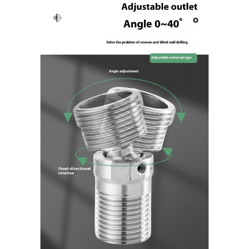 Platzsparender Duschverbinder Edelstahl Duscharmatur-Adapter 360° drehbare Winkelverstellung Abgewinkelter gebogener Fuß