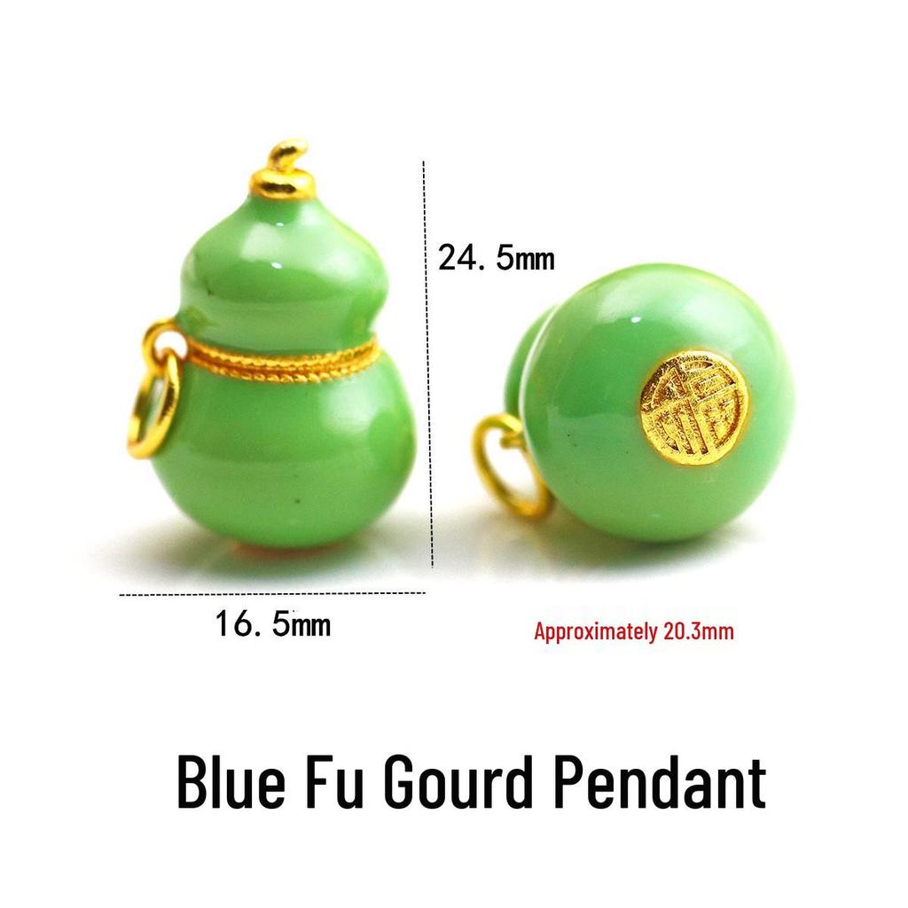 Gold High-Color Retention Seven Gourds Pendant Necklace with Cloisonné Enamel Fu Lu Charm