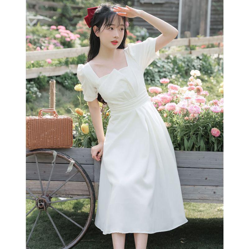 Evening Dress Skirt Women's Spring Temperament High-end White Certificate Registration Light Luxury Dress Small People Can Usually Wear