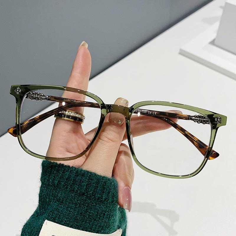 Tr Anti-Blue Glasses, Men'S And Women'S Flat Glasses, Plain Face, Small Face, Can Be Matched With Myopia 7267 Square Glasses