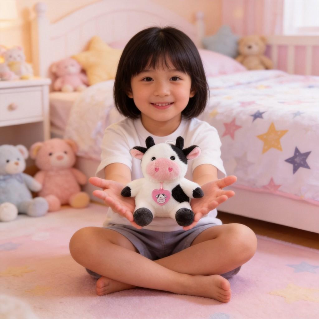Giocattolo Mucca di Peluche con Imbottitura in Cotone PP per Bambini e Adulti Regalo da Collezione