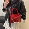 Fashiable Bow Knot Pearls Chains Women's Handbags 2026 New Vintage PU Leather Wedding Bag Korean Sweet Female Crossbody Bags