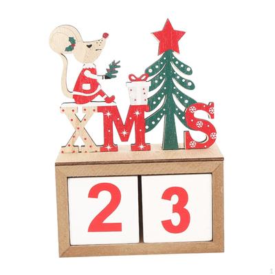 Christmas Advent Calendar Decoration Desk Calendars Decor Wooden Blocks for Holiday Gifts