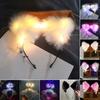 LED Headband with Bell 3-speed Flash Bowknot Design Light-up Plush Glowing Cat Ear Hair Hoop for Party