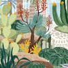 Vibrant Cactus & Desert Flora Shower Curtain - Waterproof Polyester, Machine Washable, Includes Hooks, Artistic Bath Decor