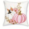 Adorable Pink and White Pumpkin Floral Decorative Pillow Covers - Hello Pumpkin Design Sofa Cushion Cover Home Room Decoration