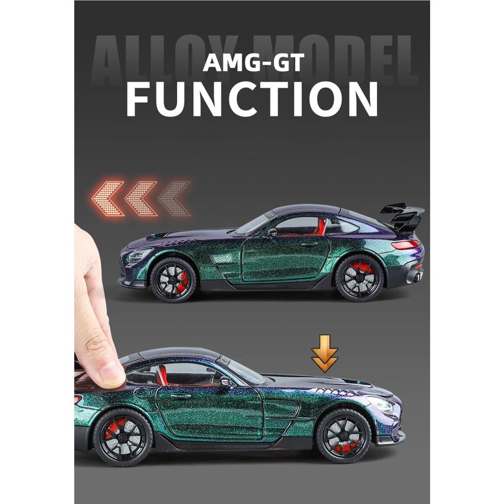 1/24 Mercedes Benzs AMG GT Alloy Miniature Car Diecast Metal Scale Car Model Sound and Light Collection Children Toy Vehicles Gifts