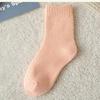 Women's Fleece-Lined Terry Socks, Mid-Calf, Thick, Warm, Sweat-Wicking, Odor-Resistant for Teens, Ideal for Autumn and Winter.